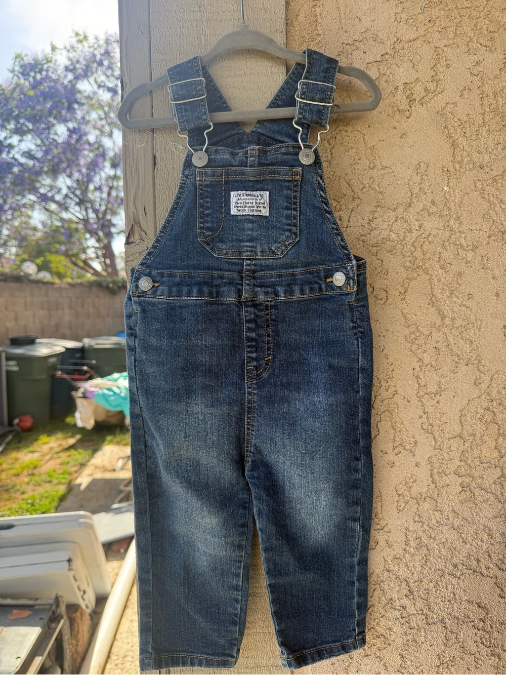 Kids Denim Overalls in Dark Blue Wash